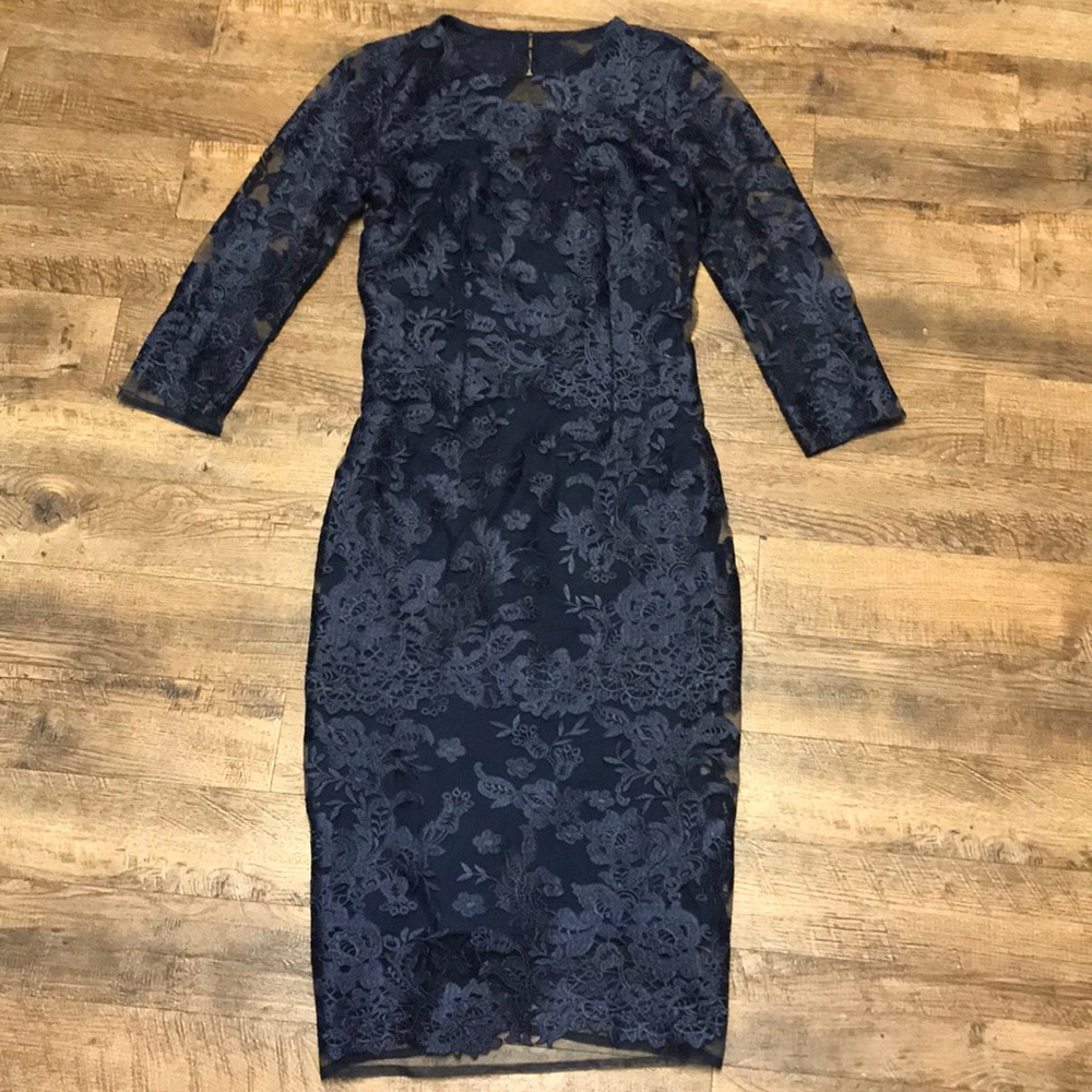 Js Collections Navy Lace Overlay Open Back Dress 2 - image 1